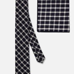 TOFFCRAFT Checked Slim Neck Tie With Pocket Square-image-88