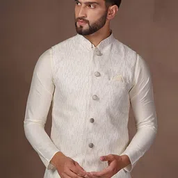 KISAH Embellished Nehru Jacket With Pocket Square-35