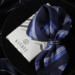 KOVOVE Blue & Yellow Striped Pocket Square-image-45