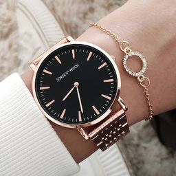 JOKER & WITCH Women Rose Gold & Black Juhi Watch Bracelet Stack-image-97