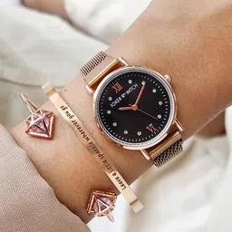 JOKER & WITCH Women Rose Gold-Toned & Black Lucianna Watch Bracelet Stack Gift Set JWBS460-image-52