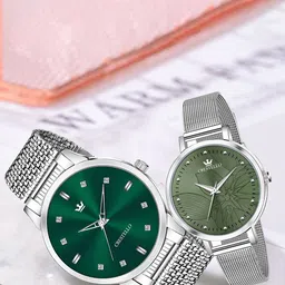 CRESTELLO Unisex Embellished Stainless Steel Dial Analogue His & Her Watch CRCM-001-134-17