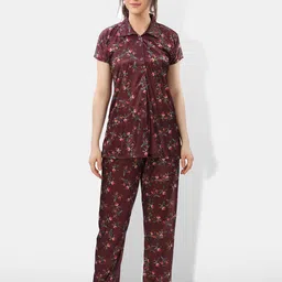 Be You Printed Satin Shirt & Pyjama Night suit-image-61