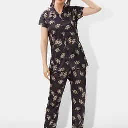 Be You Printed Satin Shirt & Pyjama-image-61
