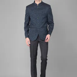 Canary London Printed Slim Fit Bandhgala Single Breasted Two Piece Suit-image-65