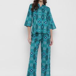 shopbloom Abstract Printed Pure Cotton Top With Pyjamas-15