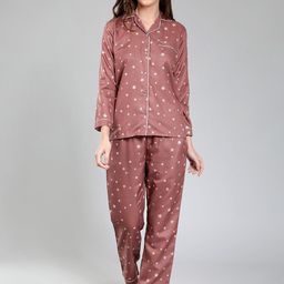 House of Comfort Conversational Printed Lapel Collar Night suit-image-32