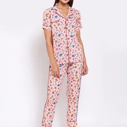 KLOTTHE Conversational Printed Pure Cotton Night Suit-image-91