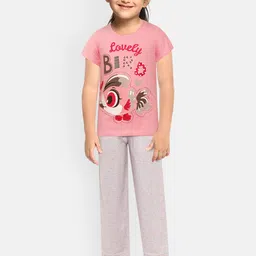 Eimoie Girls Pink Printed Pure Cotton Night Suit-picture-24