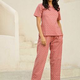SANSKRUTIHOMES Women Printed Pure Cotton Night suit-image-28