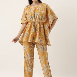 RangDeep Floral Printed Pure Cotton Kaftan  Kurti with Trousers-image-2