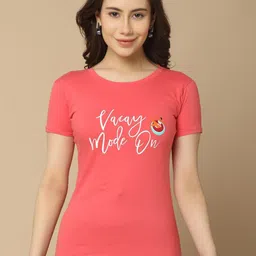 V-Mart Typography Printed Pure Cotton T-shirt With Pyjamas-image-37