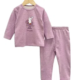 StyleCast Purple Girls Graphic Printed Long Sleeves Night Suits-image-49
