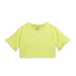 Puma Ruffles Girl's Relaxed Fit Short Sleeves Round Neck Cotton Tee-38