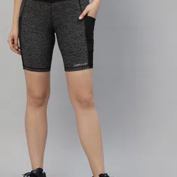 JUMP USA Women Grey Melange & Black Colourblocked Slim-Fit Tights-image-29