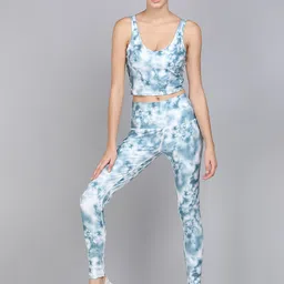 KOBO Women Tie & Dye Printed Yoga Anti Slip Seamless Rapid Dry Tights-image-45