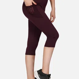 IMPERATIVE Women Maroon Tights Pants With 2 Phone Pockets With Mesh Inserts-image-92