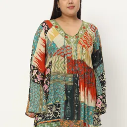 VELDRESS V-Neck Abstract Printed Top-picture-28