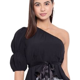 ALL WAYS YOU One Shoulder Puff Sleeve Cinched Waist Top-image-50