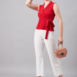 Orchid Blues V-Neck Sleeveless Wrap Crop Top-image-57