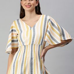 SHOWOFF Women Orange Striped Cinched Waist Top-image-20
