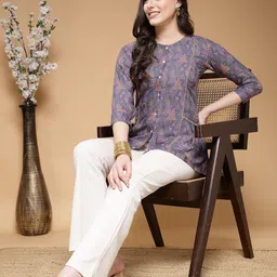 Indibelle Geometric Print Shirt Style Top-picture-50