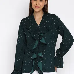 Mayra Green Print Velvet Top-image-57