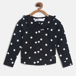 TALES & STORIES Girls Black Polka Dots Printed Cotton Top-image-96
