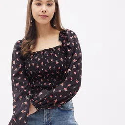 Harpa Women Black Floral Print Top-picture-44