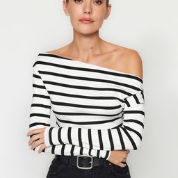 Trendyol Striped One Shoulder Long Sleeves Top-picture-34