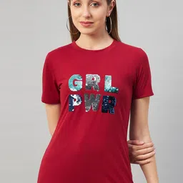 Austin wood Women Typography Self Design Cotton T-shirt-image-41