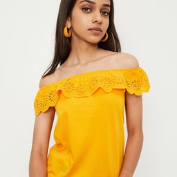 max Girls Off-Shoulder Flutter Sleeve Pure Cotton Bardot Top-image-74