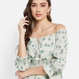 METTLE Floral Printed Off-Shoulder Cotton Bardot Top-image-54