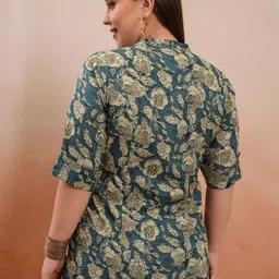 Vishudh Plus Size Printed Mandarin Collar Three-Quarter Sleeves Tunic image 5