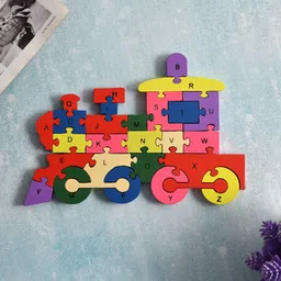 CLIO'S HERITAGE STORE Wooden Engine Puzzle with Alphabets and Numbers-32