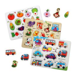 CHOCOZONE Kids Set Of 3 Wooden Animals, Vegetables & Vehicles Learning Puzzle Toys-34