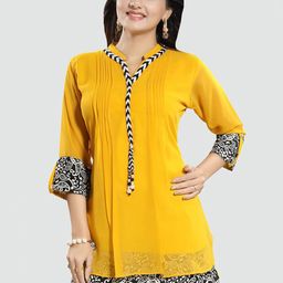 Saree Swarg Yellow & Black Kurti-image-22