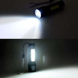 glun GLUN® LED Rechargeable Flash Light Built-in Battery 3 Modes Torch, 1000LM +COB, Camping Torch Light with Curve Lens image 5