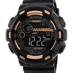 Skmei Men Gold-Toned Dial & Black Straps Digital Multi Function Watch Skmei 1243 Gold-Gold-image-1