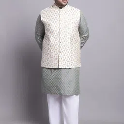 SOJANYA PLUS Woven Design Regular Kurta With Pyjamas & With Embroidered Nehru Jacket-35