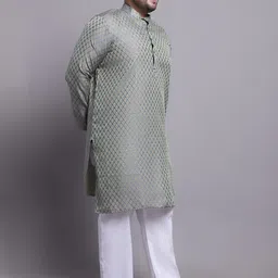 SOJANYA PLUS Woven Design Regular Kurta With Pyjamas & With Embroidered Nehru Jacket image 3