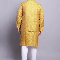 SOJANYA PLUS Ethnic Woven Design Regular Straight Kurta & Pyjamas With Nehru Jacket image 2