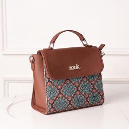 ZOUK Kolkata Nouveau Ethnic Motifs Printed Structured Handheld Bag-image-2