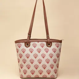 Anouk Tan Brown Floral Printed Shopper Shoulder Bag image 4