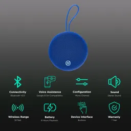 noise Zest with Google & Siri Compatible Smart Speaker (8 Hours Playback Time, Cobalt Blue) image 2