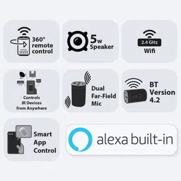 ZEBRONICS Zeb-Smart Bot with Alexa Compatible Smart Wi-Fi Speaker (Dual Far Field Mic, Black) image 3