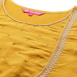 Varanga Ethnic Motifs Embroidered Regular Thread Work Kurta with Trousers & With Dupatta image 2