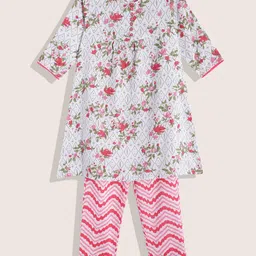 Sangria Girls Ethnic Motifs Printed Pure Cotton A-Line Kurta with Trousers-picture-52