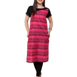 Pannkh Boat Neck Short Sleeves Printed Cotton Straight Kurta-image-15