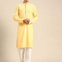 RAJUBHAI HARGOVINDAS Men Embroidered Chikankari Cotton Kurta-picture-30